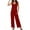 #300-Red, variant on Women's Sleeveless Jumpsuit with Round Neck Tie-Waist Pocket and Pleated Detail Casual Chic