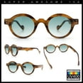 thumbnail image 2 of Mens Thick Plastic Round Oval Keyhole Horn Rim Hipster Vintage Style Sunglasses Tortoise - Green, 2 of 8