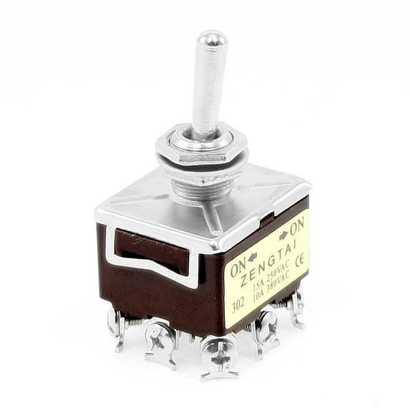 Unique Bargains 10A/380VAC 15A/250VAC 9 Pin 3PDT ON/ON 2 Position Toggle Switch