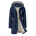 thumbnail image 4 of HappyYEE Women's Rain Coat with Drawstring Waist Plaid Lined Hooded Windbreaker Lightweight Waterproof Rain Jacket with Pockets L, 4 of 9