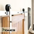 thumbnail image 5 of Homacer Brushed Nickel Sliding Barn Door Hardware Kit, for One/Single Door, 5.5ft Long Flat Track, Straight Design Roller, Heavy Duty, for Interior & Exterior Use, 5 of 7