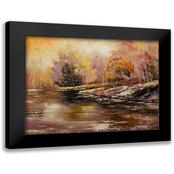 Chodyukov, Aleksander 14x12 Black Modern Framed Museum Art Print Titled - Snowy River Bank