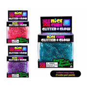 Schylling NeeDoh Nice Cube Glitter & Glow Squishy Fidget Cube, 1 Random Color