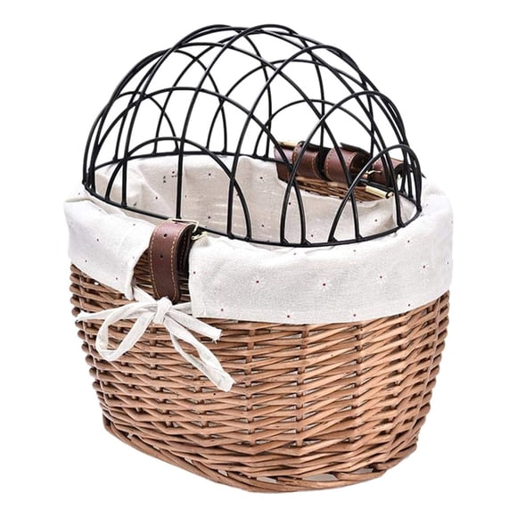 Cat Dog Bicycle Front Handlebar Basket Pets Handwoven Wicker Road Bike Basket Pet Cat Dog Carrier