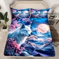 thumbnail image 2 of Homewish Kids Jungle Wolf Full Size Sheets, Pink Blossoms Floral Flower Bed Sheets, Mystic Moon Galaxy Sheet Sets, Super Cozy Room Decor, 4 Pieces, 2 of 7