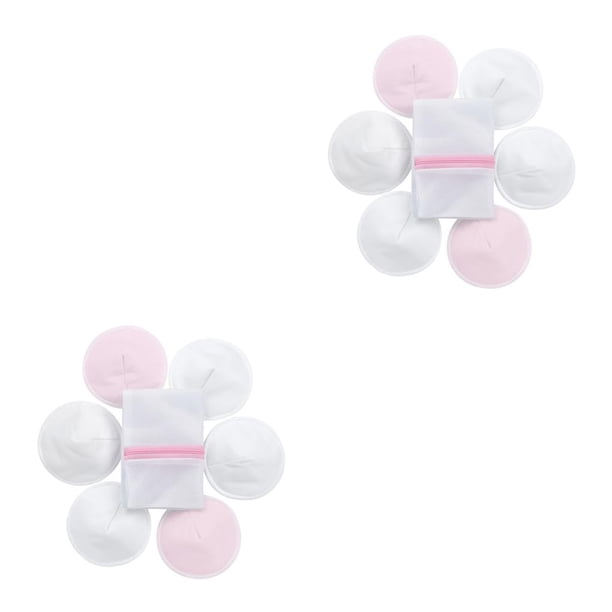 Qarigey Almohadillas para el pecho de bambú orgánico de 6 piezas, pegatinas transpirables respetuosas con la piel, cojín para pezón de lactancia de 4Blanco/2 Rosa cereza 2piezas Qarigey CBP495862