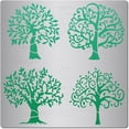 thumbnail image 1 of Plantilla de metal de árbol de la vida de 6,3 pulgadas, reutilizable, para pintar hojas, con patrón de hojas, para decoración, herramienta de diario de acero inoxidable., 1 of 7