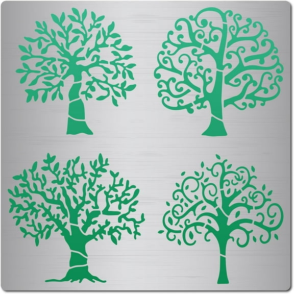 6.3 Inch Tree of Life Metal Stencil Leaf Painting Reusable Templates Leaves Pattern Stencils Decoration Template Stainless Steel Journal Tool for Painting Wood Burning Pyrography Engraving DIY