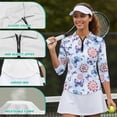 thumbnail image 6 of Uorisanigo Flower Butterfly Athletic Polo Workout Tops for Women Fashionable Women's 3/4 Sleeve Athletic Golf Shirts Comfortable Dry-Fit Tennis Tops Workout Sports Daily Wear, 6 of 7