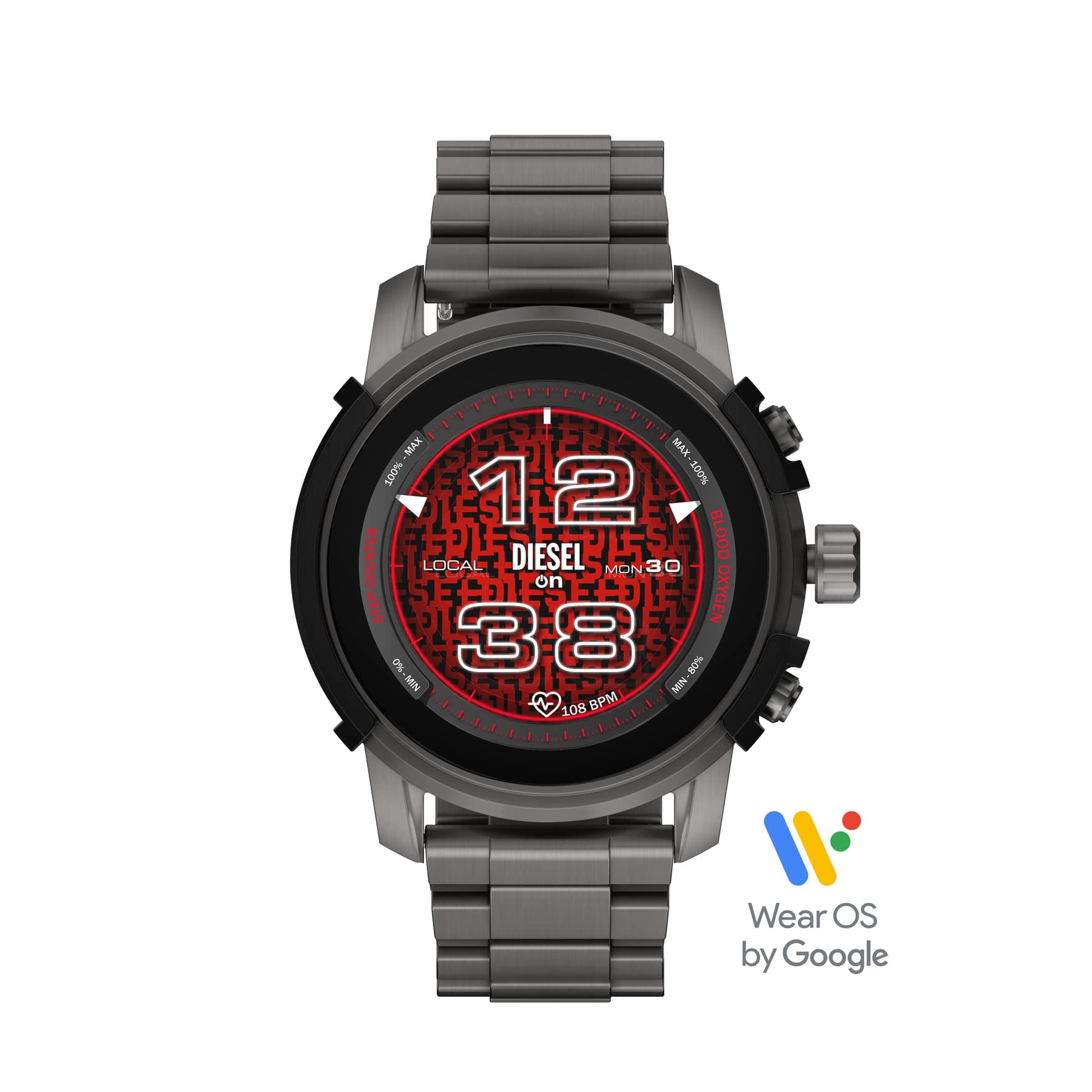 Diesel DZT2042 Griffed Gen 6 Gunmetal Stainless Steel Bracelet Mens Alexa GPS Smartwatch