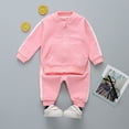 thumbnail image 2 of HCNTES Toddler Boy Fall Clothes 2T 3T 4T 5T Outfits Winter Long Sleeve Knitted Cotton Tops Pants Sets Contrast Color(12-18 Months,S1667-Pink), 2 of 5