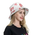 thumbnail image 4 of Yiaed Pink Hearts Print Reflective Stripe Bucket Hat Unisex Funny Outdoor Fisherman Cap Beach Sun Hat, 4 of 5