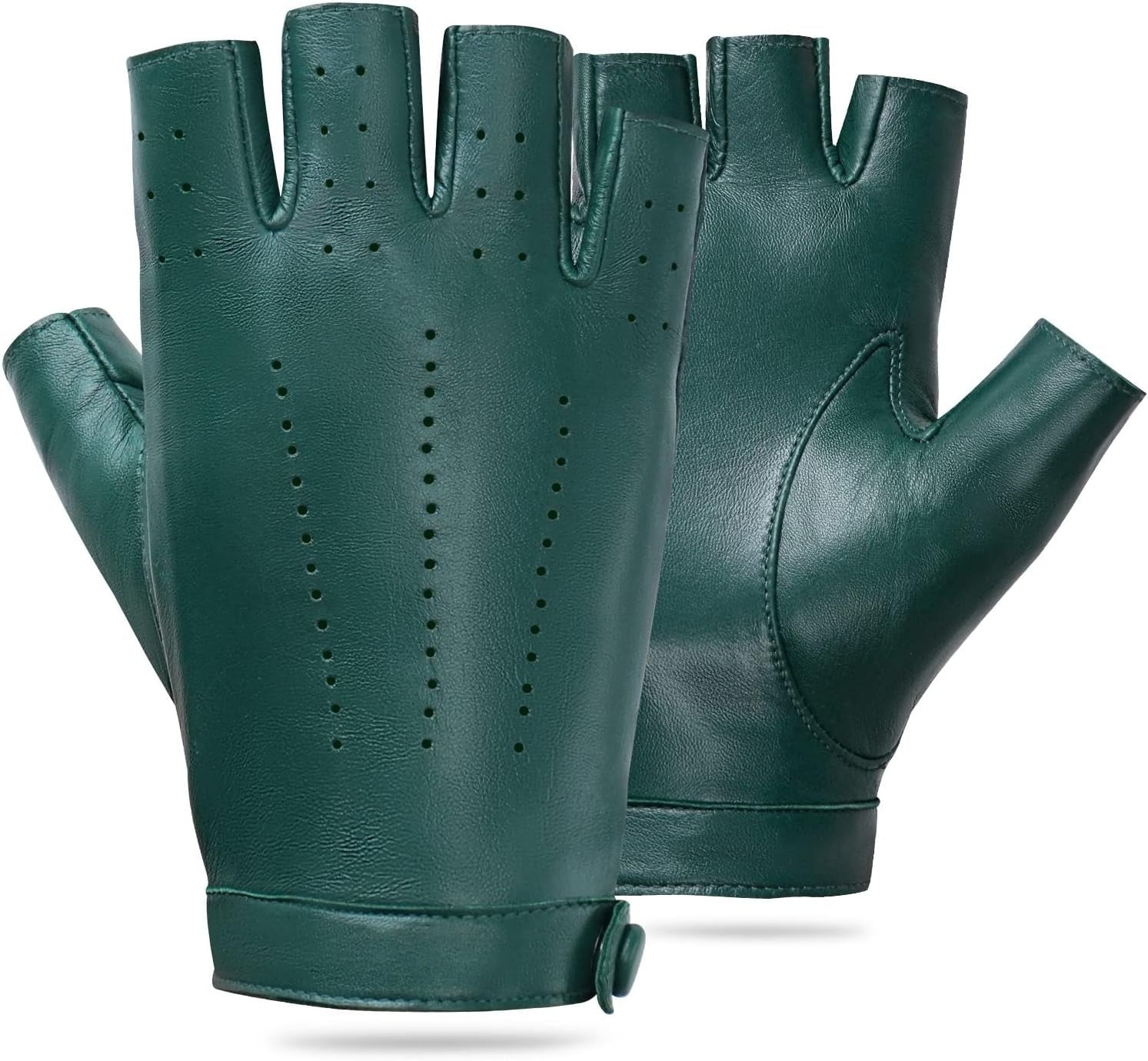 Jtbuh XLY Women Fingerless Leather Gloves - Driving Motorcycle Biker Gloves - Unlined Half Finger
