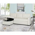 thumbnail image 4 of Home Emporium Velvet Storage Chaise Sectional Sofa, Cream, 4 of 10