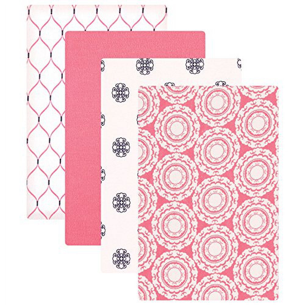 Hudson Baby Infant Girl Cotton Flannel Receiving Blankets, Medallion, One Size
