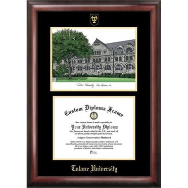 Campus Images LA995LGED-1185 8.5 x 11 in. Tulane University Gold Embossed Diploma Satin Mahogany Frame with Lithograph