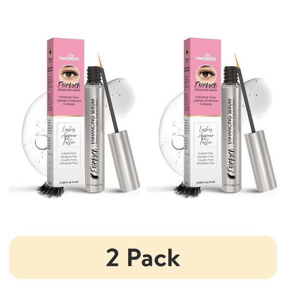 (2 pack) Herbishh Eyelash Enhancing Serum – Growth Formula for Longer, Thicker Lashes, Safe for Lash Extensions, Fragrance-Free Lash Serum for Fuller, Healthier-Looking Lashes, Sulfate-Free 0.135 fl. oz