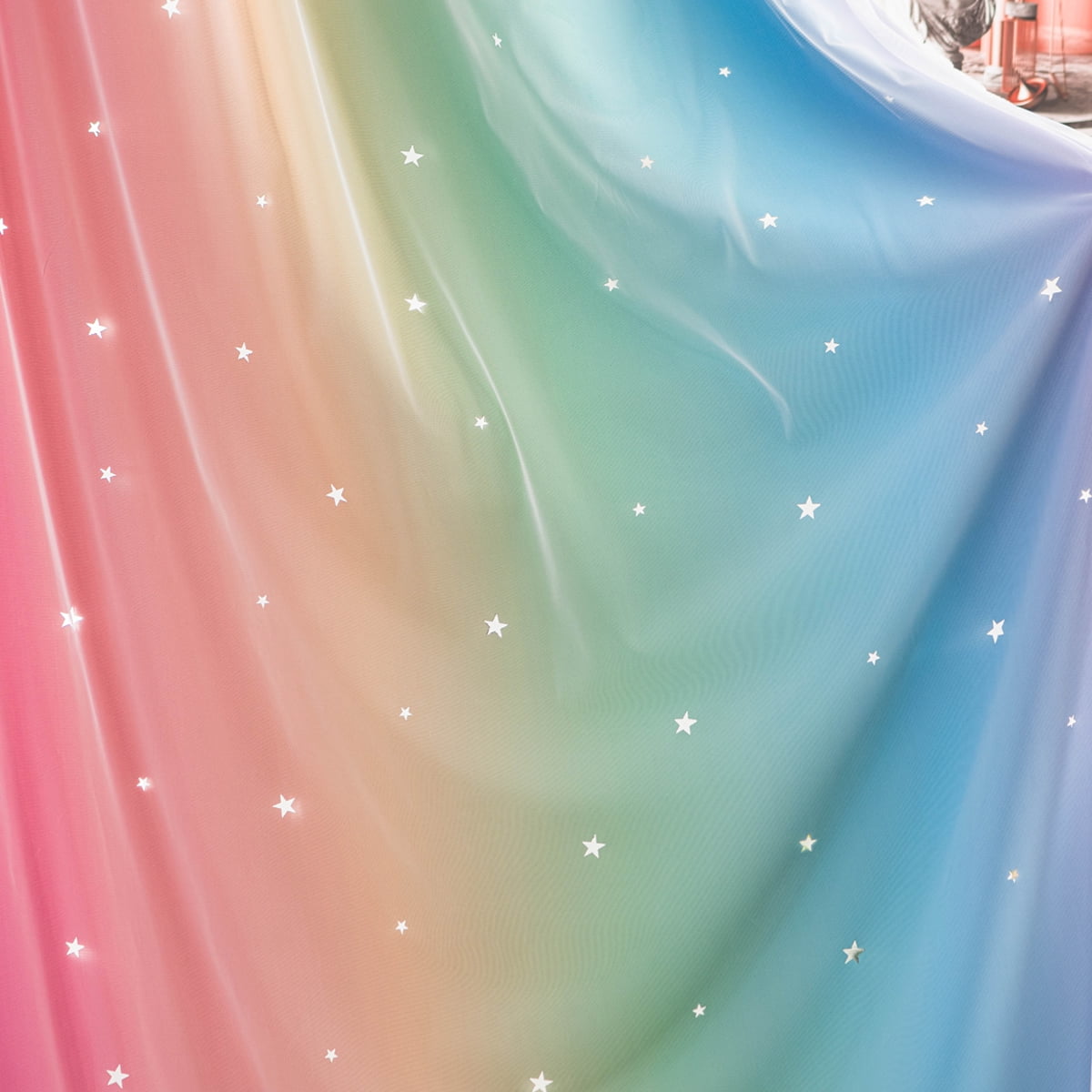 Anjee Blackout Curtains for Kids Girls Bedroom Curtain,Star Curtain Dual Layer Curtains with Sheer 2 Panel Set,52" x 63",Rainbow Color