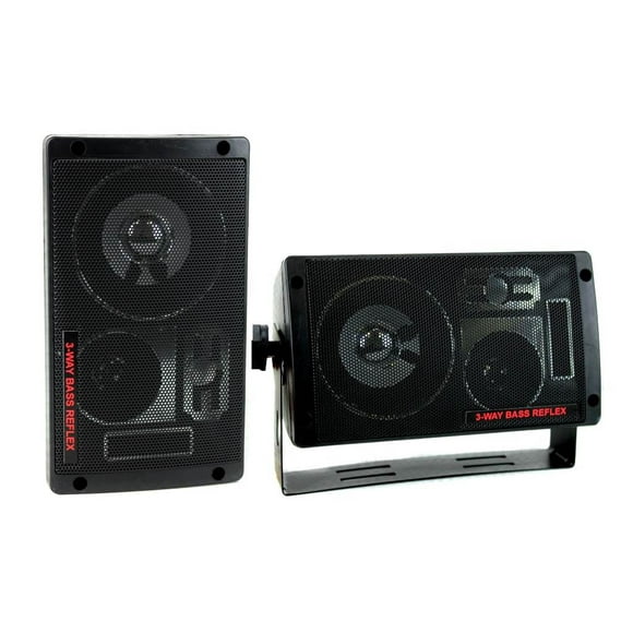 Pyramid 2060 300W 3-Way Car Audio Mini Box Speakers Indoor Stereo System (Pair)