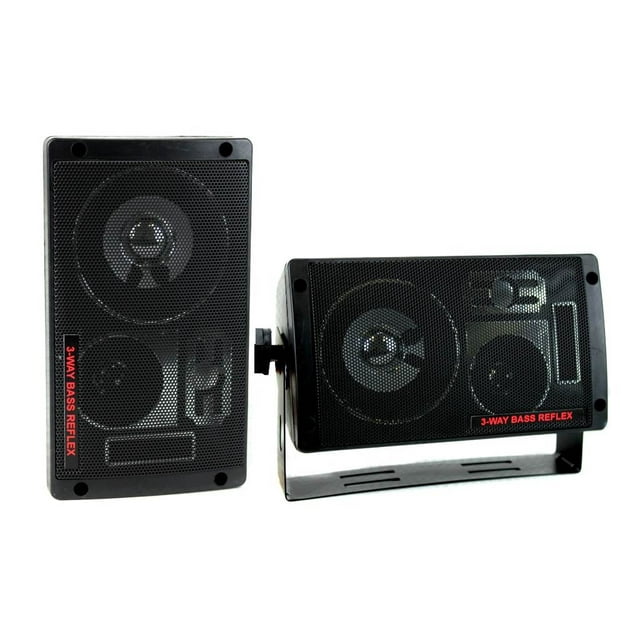 Pyramid 2060 300W 3-Way Car Audio Mini Box Speakers Indoor Stereo System (Pair)