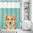 thumbnail image 2 of No Hook Shower Curtain, Green Dog Shower Curtains for Bathroom with See Through Top Window, Funny Animals Modern Art Waterproof & Washable Bath Curtain Extra Long 72"x96", 2 of 9