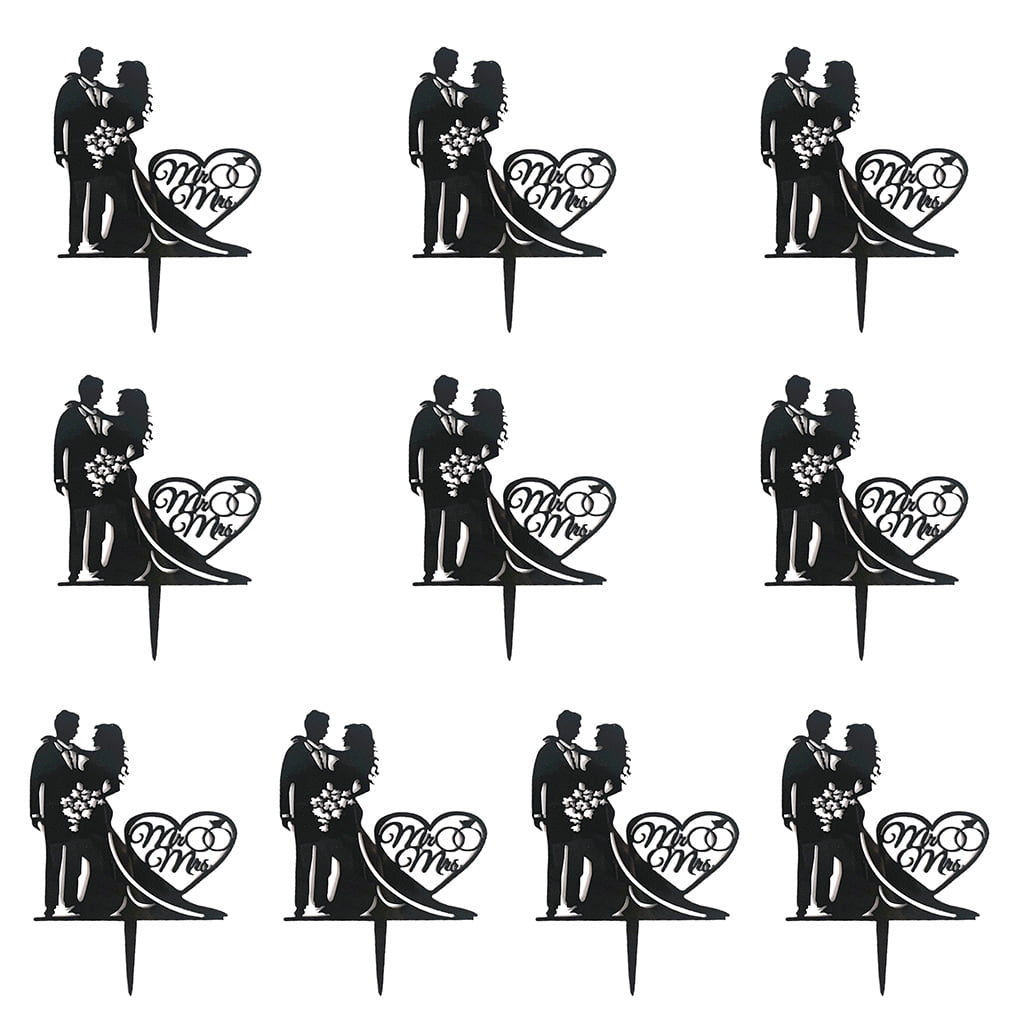TINYSOME Acrylic Cupcake Toppers Romantic Cake Toppers for Couples