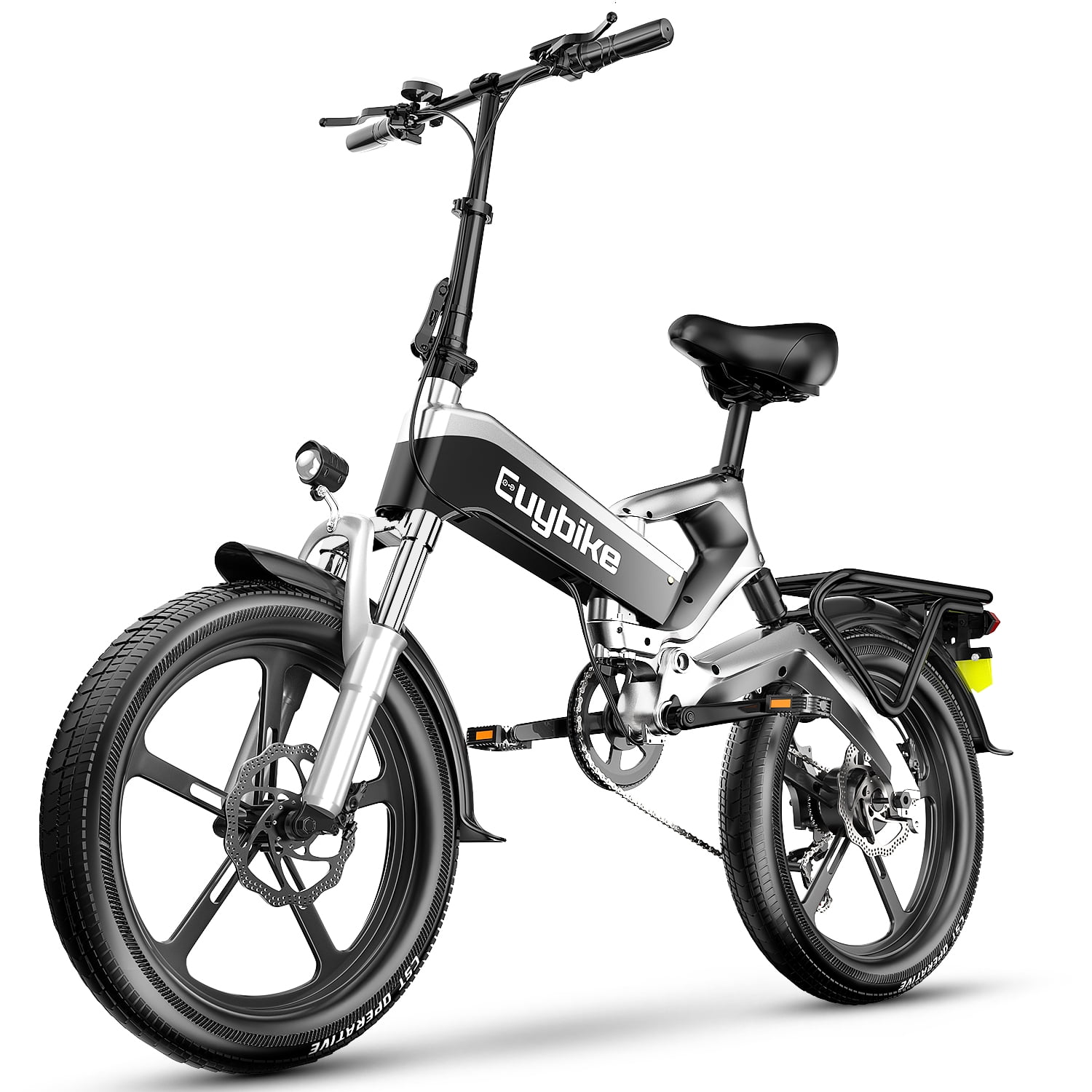 EUY Folding Electric Bike For Adults,500W 48V 12.8AH LG Cells Battery,20''Electric City Road