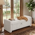 thumbnail image 3 of Upholstered Benches for Indoors — 51" End of Bed Storage Bench with Two Pillows, 350LB Capacity, Hidden Storage Ottoman for Bedroom Entryway, Beige, 3 of 10