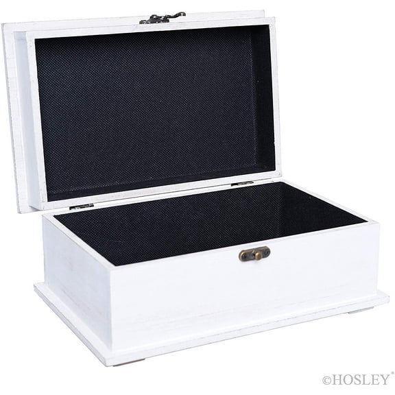 Hosley 10 inch Long, White Wood Keepsake Box