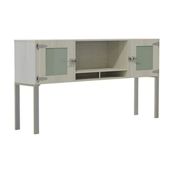 Safco Mirella Modern Wood Hutch with Glass Doors in White Ash
