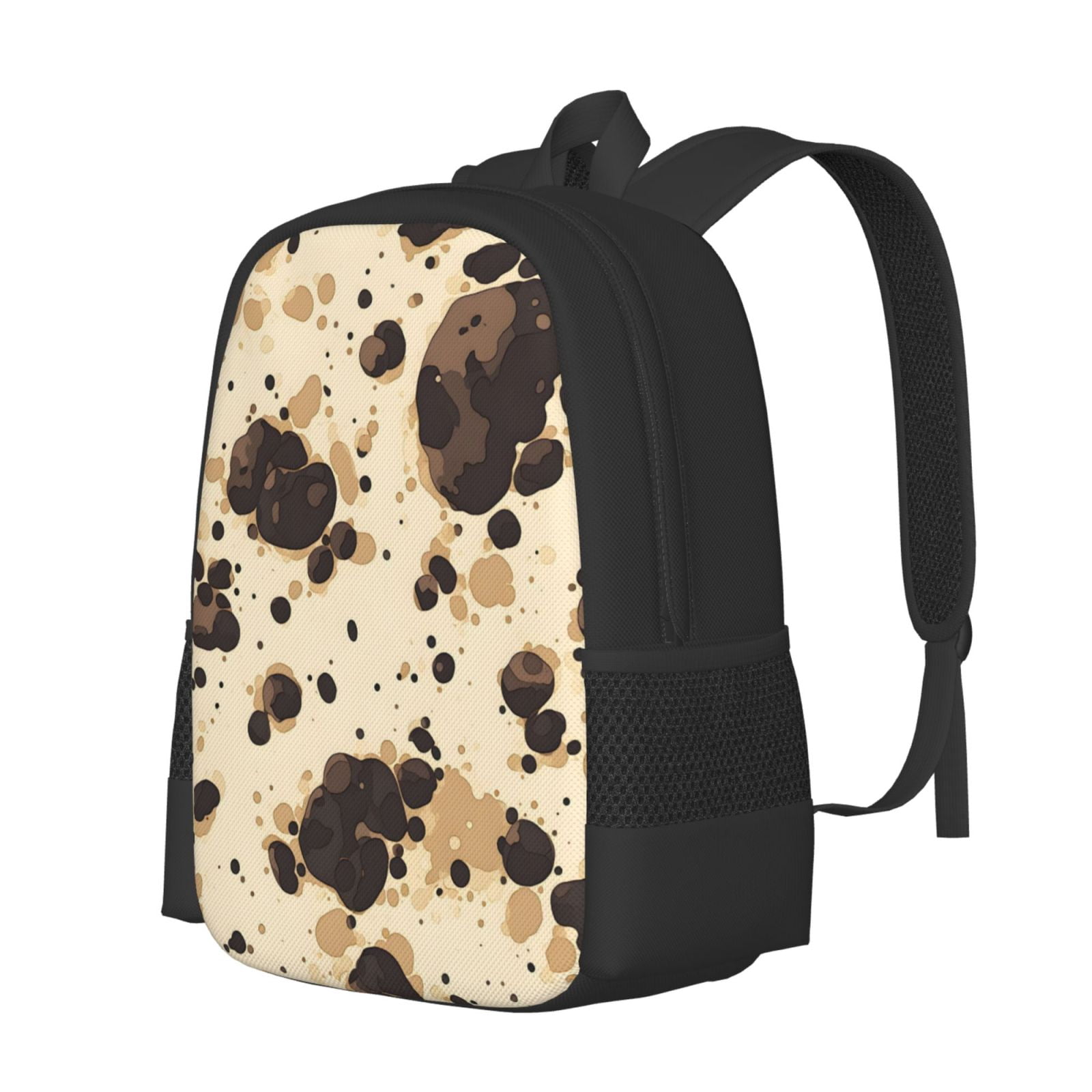 Large Capacity Backpack 16.5×12.5×5.5in Widened Shoulder Strap Design Main Bag Large Top Handle Belt Adjustable Shoulder Strap Milk Cow Print Style Sienna_1