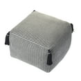 thumbnail image 5 of LR Home Small Tassels Striped Indoor Square Pouf, Gray/Ivory, 18" x 18" x 14", 5 of 6