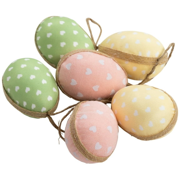 Northlight Fabric Pastel Easter Egg Ornament Decorations - 5.75" - Set of 6