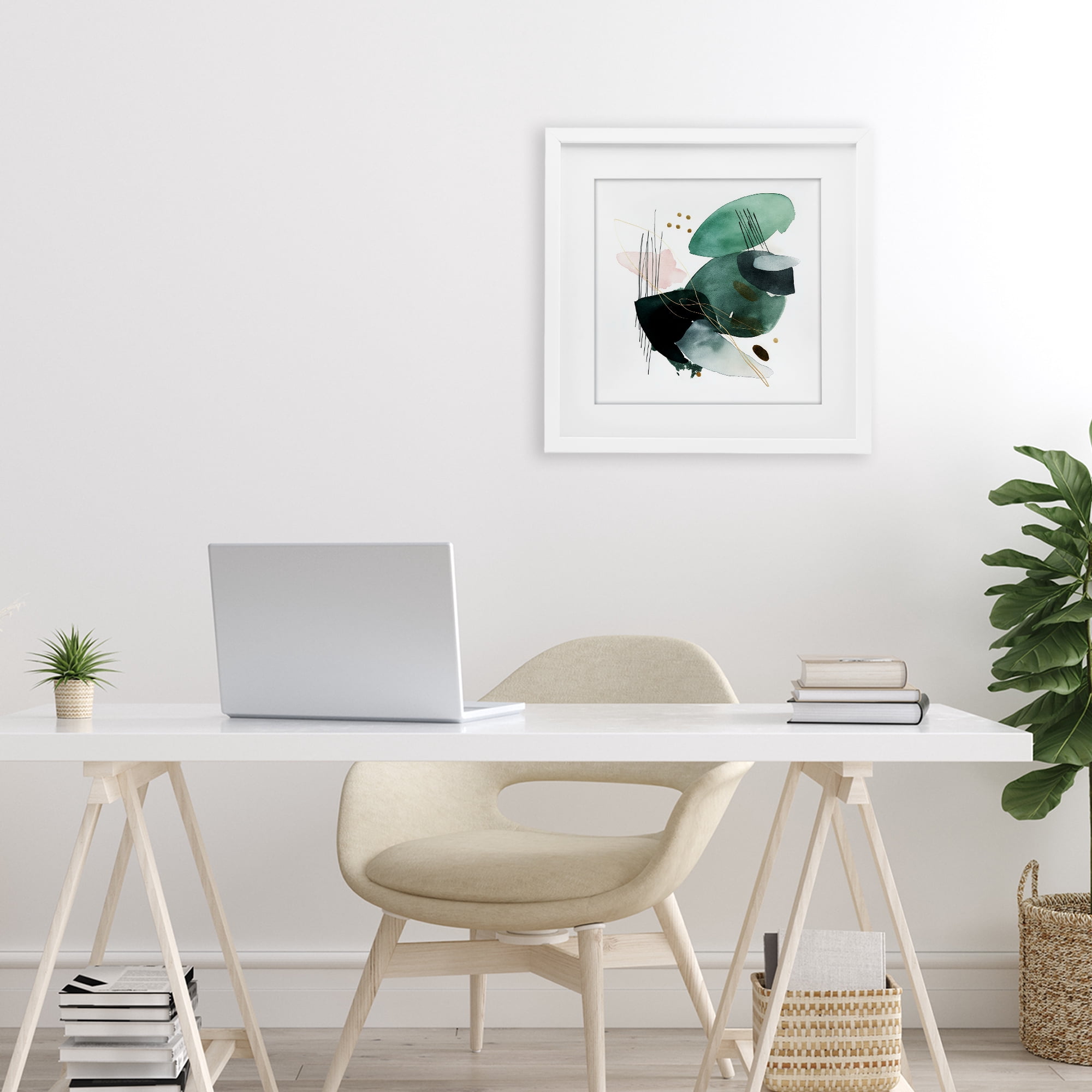 Stupell Industries Verdant Horizon Shapes White Framed Print Under Glass, design by Svetlana Aleynikova