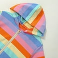 thumbnail image 5 of FAOWME Fall Girls Cute Zipper Pocket Rainbow Strip Hooded Jacket Orange 3-4 Years, 5 of 8