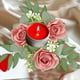 thumbnail image 1 of Apmemiss Valentine's Day Rose Candle Rings Wreaths Artificial Flowers with Green Leaves Floral Table Pillar Centerpiece Mini Rings Garland for Wedding Home Party Table Wreath Candle Holder Decor, 1 of 6