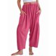 thumbnail image 1 of Pantalones Palazzo Harem Informales Holgados con Cordón para Mujer, para Verano, Playa, Viajes, Vacaciones, con Bolsillos. Rosa Roja M, 1 of 6