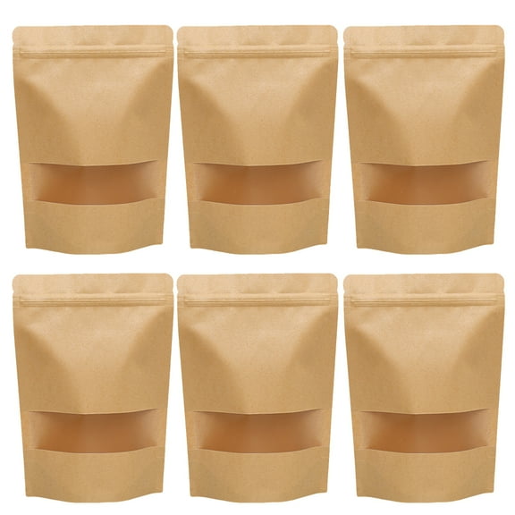 Sipeihong 100pcs Kraft Candy Bags with Clear Window for Storage and Display