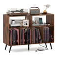 thumbnail image 6 of Costway Record Player Stand with Charging Station Open Shelves & Compartments Raised Legs Brown, 6 of 10