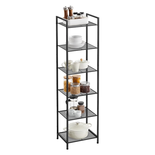 Estantería SONGMICS de 6 niveles extensible y ajustable, 156,6 cm, negra