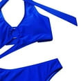 thumbnail image 6 of WREESH Womens One Piece Swimsuits Backless Solid Color Bikini Without Steel Support Swimsuit Sleeveless Bathing Suits Blue, 6 of 6