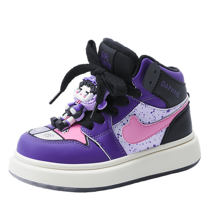 

DAPHNE Kids Casual High Top Sneakers Fleece Warm Lace Up Sports Skate Shoes Outdoor Running Walking For Boys And Girls