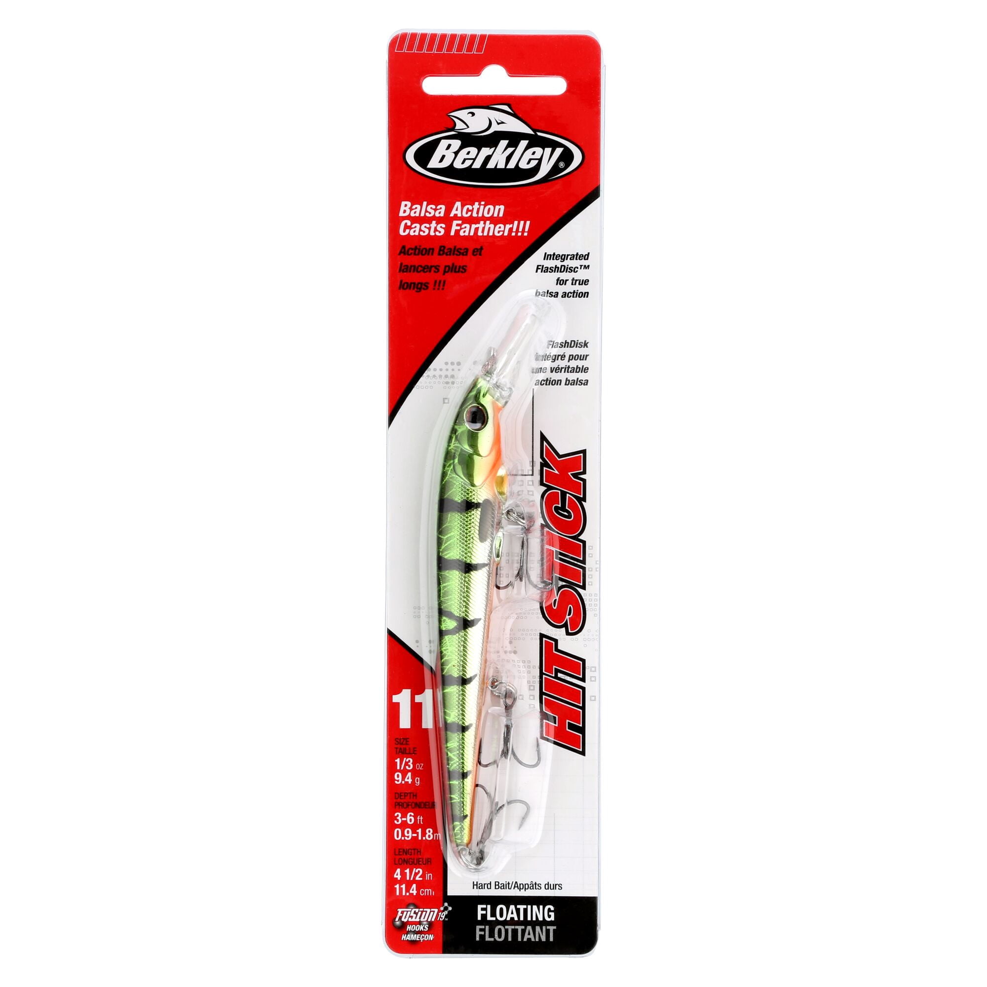 Berkley Hit Stick, 4.5 in, Crankbaits, Chrome Perch (1 Count)