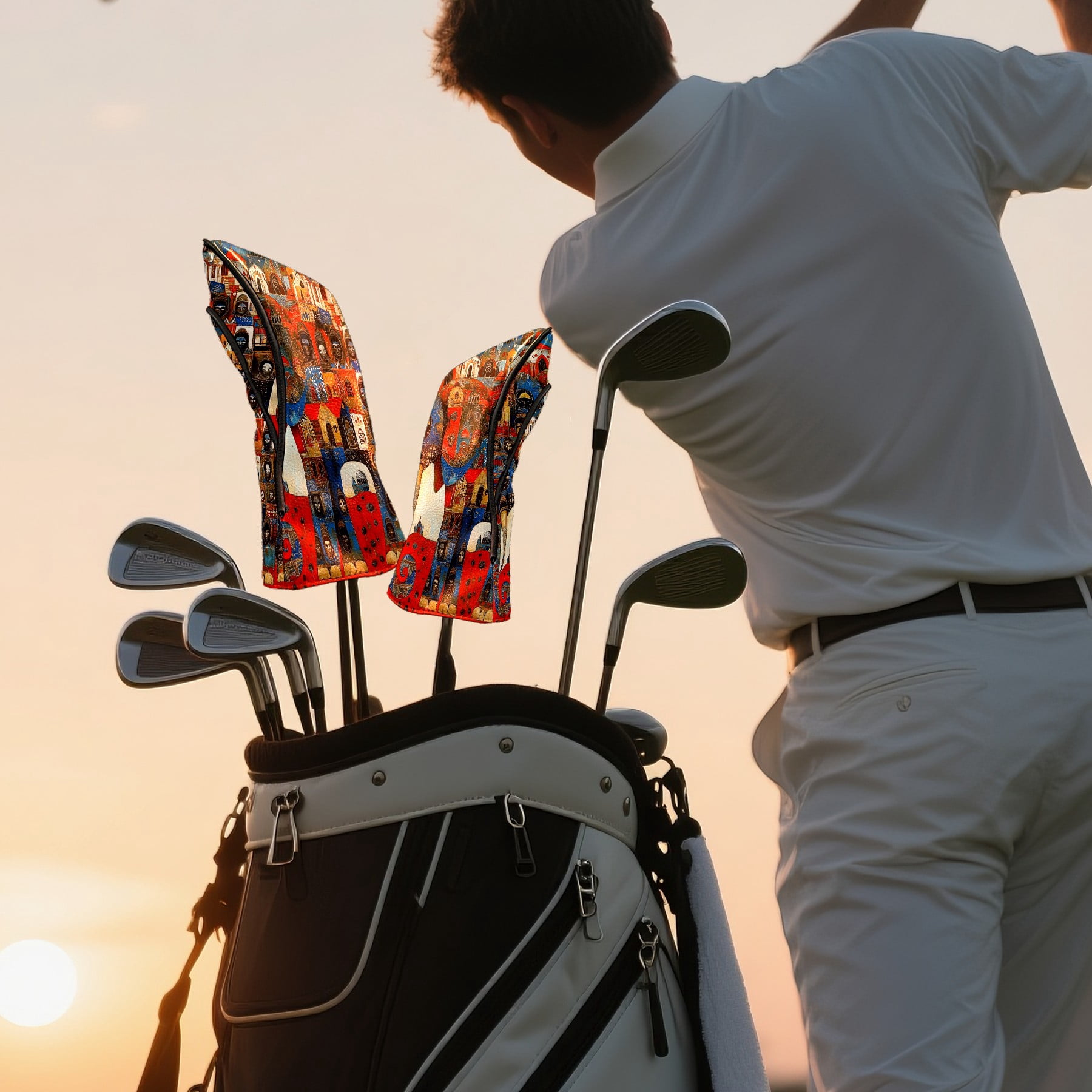 Golf Club Head Cover Waterproof Leather Golf Accessories HeadCovers Set Driver Headcover for Women Men Elephant