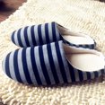 thumbnail image 2 of Winter Warm Home Stripe Anti-Slip Soft Sole Slippers Shoes House Indoor Floor Bedroom Slippers Shoes For Men/Women, 2 of 5