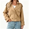 Long Sleeve Double Breasted Women Casual Trench Coat Crop Jacket