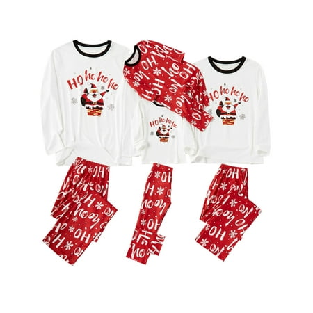 

Karuedoo Family Matching Christmas Pajamas Sets Dad Mom Kid Cartoon Santa Claus Printed Sleepwear Homewear