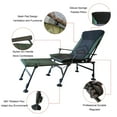 thumbnail image 3 of Portable Folding Camping Lounge Chair with Adjustable Backrest and Foot Cup, 330 lbs Weight Capacity, Comfortable Outdoor Reclining Chair for Camping, Hiking, Beach, Fishing, Green+Black, 3 of 12