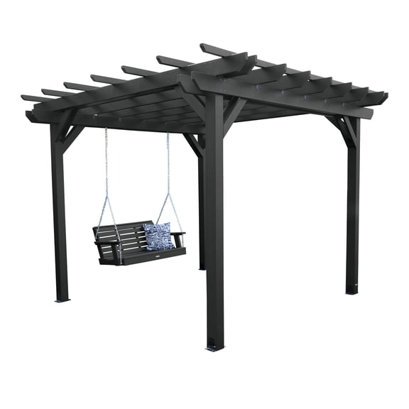 Highwood Bodhi 12' x 12' Pergola Set with 5ft Weatherly Porch Swing - Outdoor, Eco-friendly, Synthetic Wood