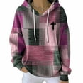 thumbnail image 2 of QIUOMBBP Long Sleeve Sweatshirts for Women Faith Cross Graphic Print Pullover Tops Casual Loose Fit Hoodies, Pink, L, 2 of 3